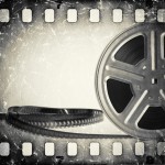 grunge scratched film strip background