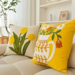 Afralia™ Elegant Yellow Vase Flower Cushion Cover – 45x45cm – Yellow Vase _ 450_450mm