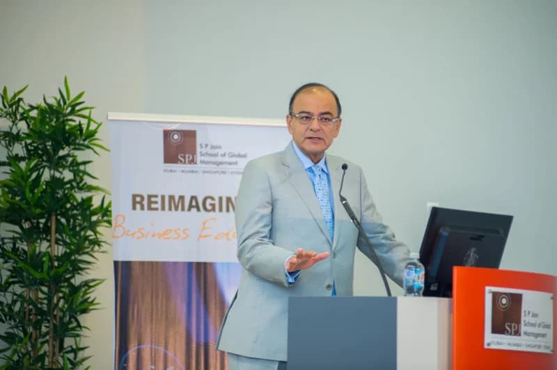FM Jaitley speaks at SP Jain School of G