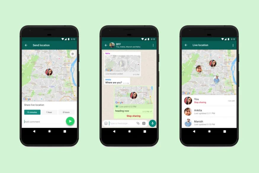 WhatsApp Live Location Sharing enabled