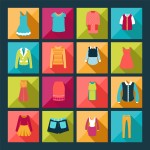 Clothes flat vector icons set – Illustration