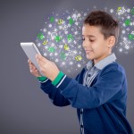 young boy using tablet,school learning or technology concept
