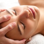 Macro relaxing facial massage.