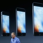 Apple Vice President Greg Joswiak introduces the iPhone SE during an event at the Apple headquarters in Cupertino, California