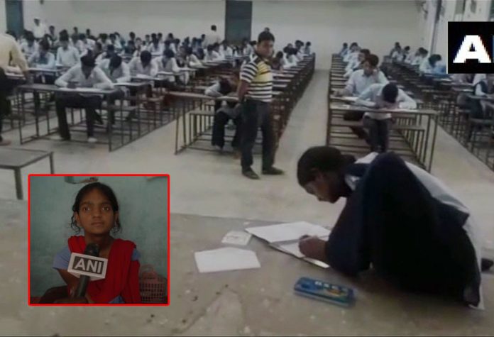 Mamata Patel writes exam with feets