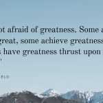 Be not afraid of greatness. Some are born great, some achieve greatness, and others have greatness thrust upon them. (1)