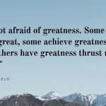 Be not afraid of greatness. Some are born great, some achieve greatness, and others have greatness thrust upon them.