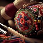Vibrant textile spools showcase rich cultural variation generated by AI