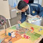 Gold medalist Chetan Pashilkar from Mumbai, Maharashtra who is Hearing Impaired. and represented India in Skill Category – Painting & Decoration – at his Abilympics desk